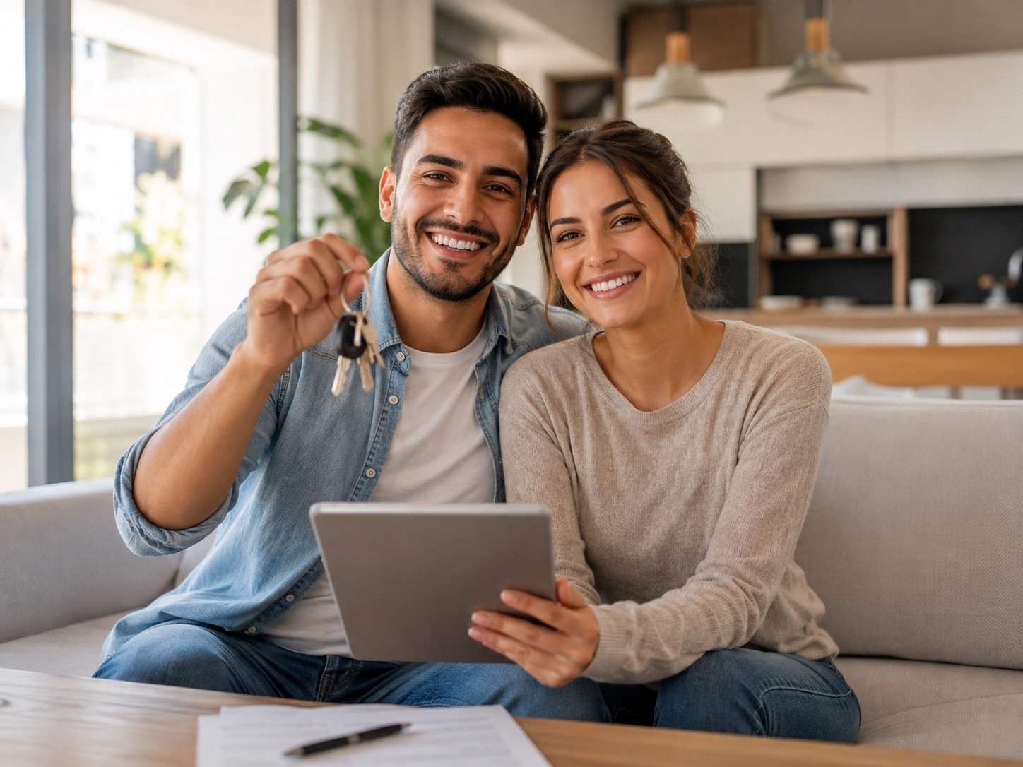 Reviewing cashflow figures at a kitchen table